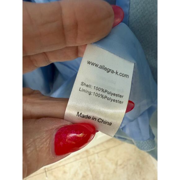 Allegra K light blue double breasted coat winter jacket long with belt NWT Small - Picture 6 of 9